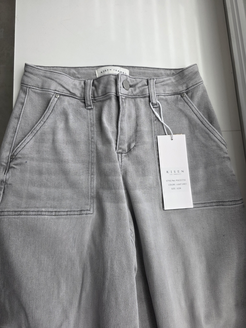 RISEN Women's Light Gray Wide-Leg Jeans - High-Rise Flare